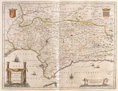 Andalousie et ville de Séville, détroit de Gibraltar, dans "Theatrum Orbis Terrarum, sive Atlas Novus" de Willem Blaeu, Amsterdam - Willem Blaeu