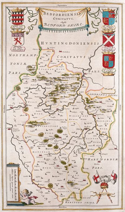 Comté de Bedford, dans "Theatrum Orbis Terrarum, sive Atlas Novus" de Willem Blaeu, Amsterdam - Willem Blaeu