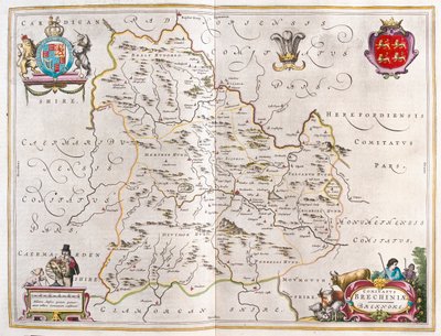 Breknoke, Wales, dans "Theatrum Orbis Terrarum, sive Atlas Novus" de Willem Blaeu, Amsterdam - Willem Blaeu