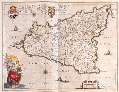 Île de Sicile, Italie, dans le "Theatrum Orbis Terrarum, sive Atlas Novus" de Willem Blaeu, Amsterdam - Willem Blaeu