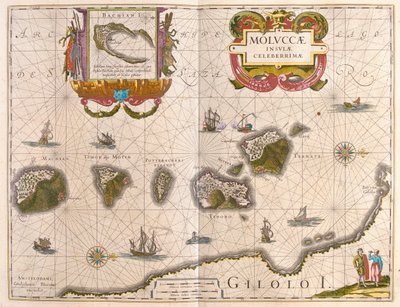 Îles aux épices et île de Bachian (Batjan), dans "Theatrum Orbis Terrarum, sive Atlas Novus" de Willem Blaeu, Amsterdam - Willem Blaeu