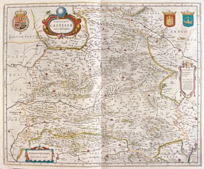 Saragosse, Valence, Alicante, Carthagène, Madrid, Cordoue, Séville, Salamanque, Palencia, Ségovie, Tolède, Cuenca, Grenade, dans le "Theatrum Orbis Terrarum, sive Atlas Novus" de Willem Blaeu, Amsterdam. - Willem Blaeu