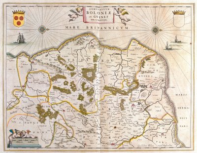 brique, calais, grevellinge, dans "Theatrum Orbis Terrarum, sive Atlas Novus" de Willem Blaeu, Amsterdam - Willem Blaeu