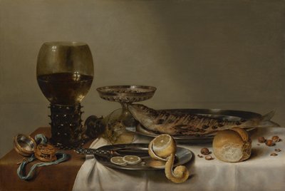 Stillleben mit einem Römer und einer Uhr - Willem Claesz. Heda