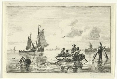 Quatre hommes dans une barque - Willem Gruyter jr.