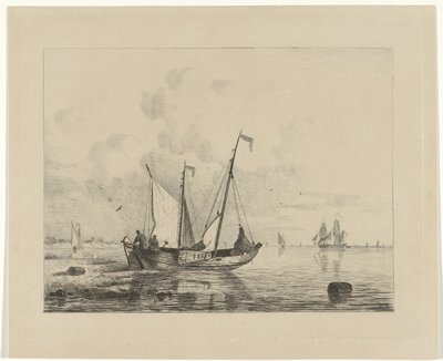 Voilier avec voiles abaissées - Willem Gruyter jr.