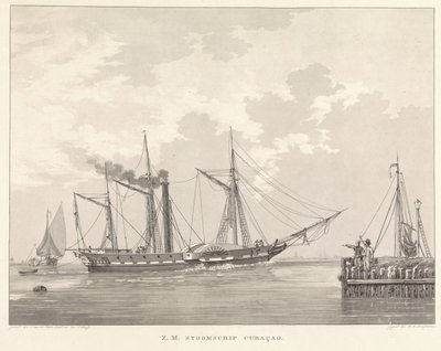 Bateau à vapeur à roues à un quai - Willem Hendrik Hoogkamer