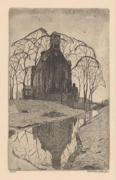 Église du village - Willem Jansen (graveur) (signed by artist)