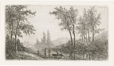Paysage fluvial avec bateau - Willem Matthias Jan van Dielen