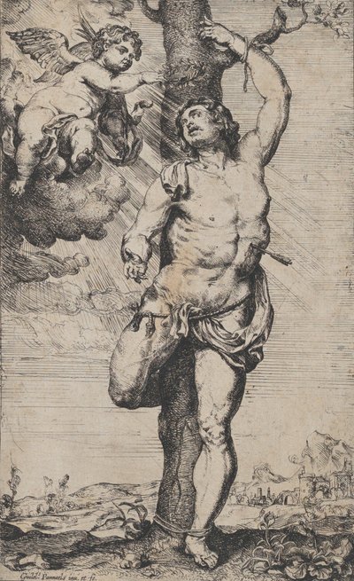 Le martyre de Saint Sébastien, avec des anges le couronnant en haut à gauche, vers 1620-1632 - Willem Panneels