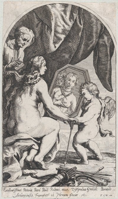 Vénus devant un miroir tenu par Cupidon tandis qu