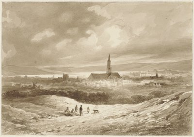 Vue des collines sur une ville au bord d