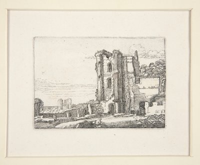 Tour en ruine à droite du centre, Planche 2 de La série des paysages - Willem Pietersz. Buytewech