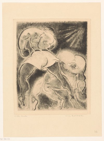Deux hommes boxant - Willem Retera (signed by artist)