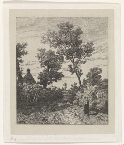 Paysanne sur un chemin de campagne - Willem Roelofs (I)
