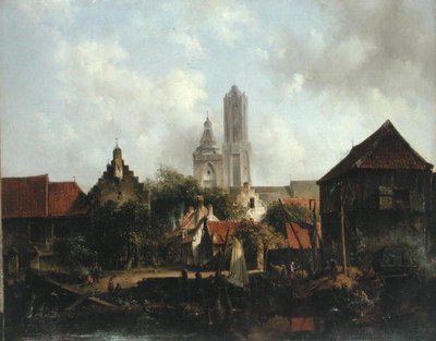 Scène de canal avec Utrecht - Willem Roelofs