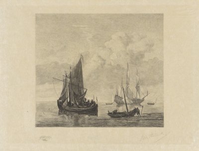 Voiliers sur une mer calme - Willem Steelink (II) (signed by artist)