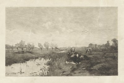 Polderlandschap met koeien - Willem Steelink (II)