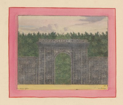 Rechteckiger Pavillon aus Lattenwerk mit Tor für eine Hecke in den Gärten von Versailles - Willem Swidde