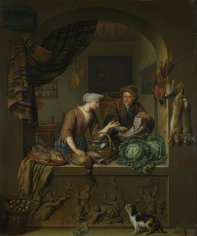 Femme et poissonnier dans la cuisine. 1713 - Willem Van Mieris