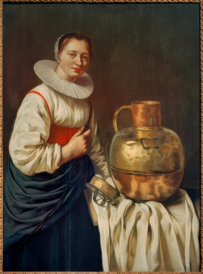 Une femme avec une cruche en cuivre - Willem Van Odekercken
