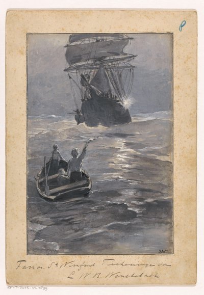 Garçons signalant un navire depuis une barque en train de couler - Ludwig Willem Reymert Wenckebach