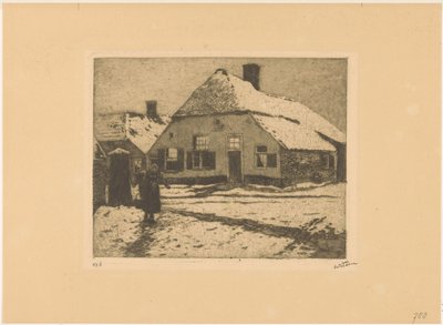 Maisons enneigées sur une route à Ede - Willem Witsen (signed by artist)