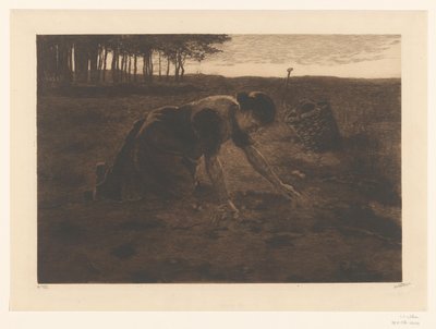Ramasseuse de pommes de terre agenouillée - Willem Witsen (signed by artist)