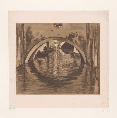 Vue sous un pont avec deux barques - Willem Witsen (signed by artist)