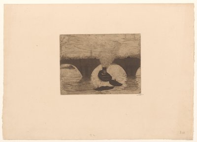 Remorqueur devant le pont de Waterloo à Londres - Willem Witsen (signed by artist)