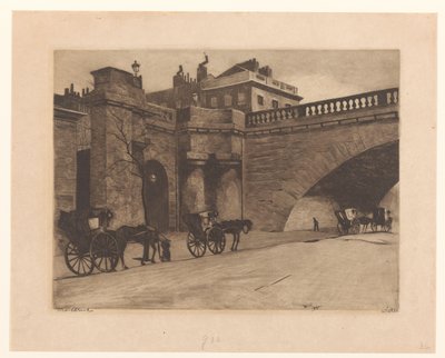 Voitures en attente près du pont de Waterloo à Londres - Willem Witsen (signed by artist)