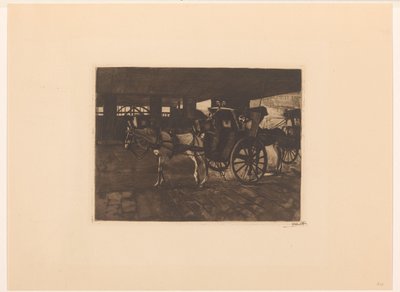 Voitures en attente sous le pont de Charing Cross à Londres - Willem Witsen (signed by artist)