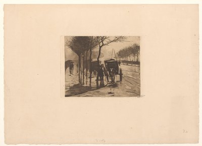 Voitures en attente sur le Victoria Embankment à Londres - Willem Witsen (signed by artist)