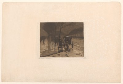 Voitures en attente sur le Victoria Embankment à Londres - Willem Witsen (signed by artist)