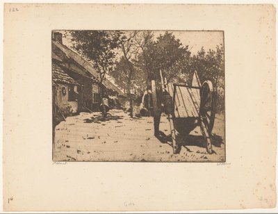 Chariot dans une cour de ferme en Brabant - Willem Witsen (signed by artist)