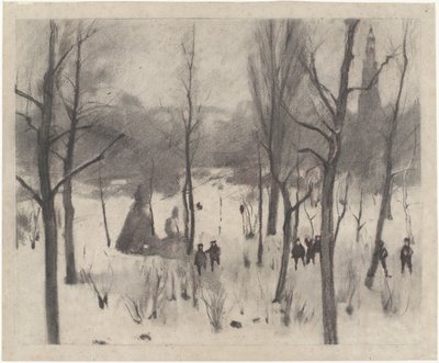 Enfants entre les arbres dans la neige - Willem Arnoldus Witsen
