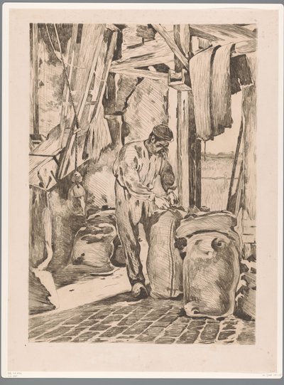Meunier dans le moulin à grain de Wijk bij Duurstede fermant un sac - Willem Arnoldus Witsen