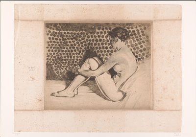 Nu, assis sur un divan avec les genoux repliés - Willem Arnoldus Witsen