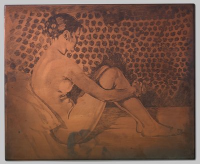Nu, assis sur un divan avec les genoux repliés - Willem Arnoldus Witsen