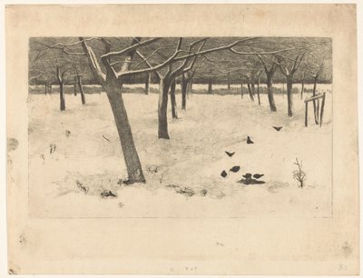 Verger enneigé avec des oiseaux - Willem Arnoldus Witsen