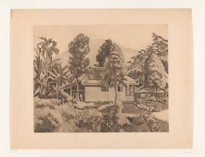 Maison à Bogor avec une montagne en arrière-plan - Willem Arnoldus Witsen