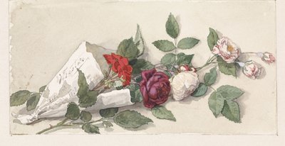 Bouquet de roses et de pélargonium - Willem de Famars Testas
