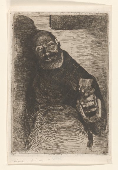 Buveur (Homme avec un verre levé) - Willem de Zwart (signed by artist)