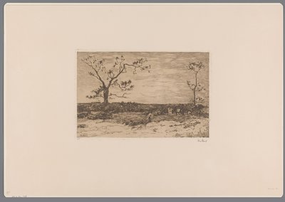 Paysage avec arbres nus et bûcherons - Willem de Zwart (signed by artist)