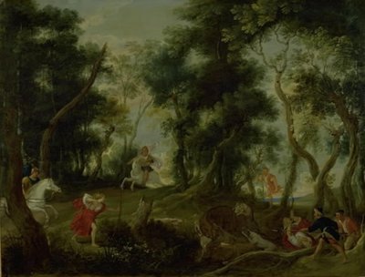 Paysage avec Atalante et Méléagre chassant le sanglier de Calydon - Willem van Herp