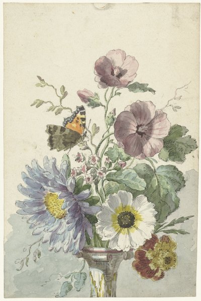 Bouquet de fleurs avec un papillon - Willem van Leen