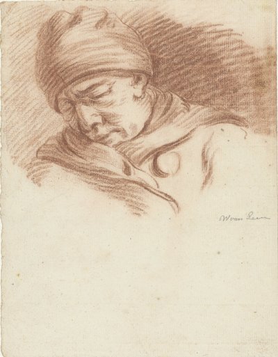 Homme endormi avec bonnet (autoportrait ?) - Willem van Leen