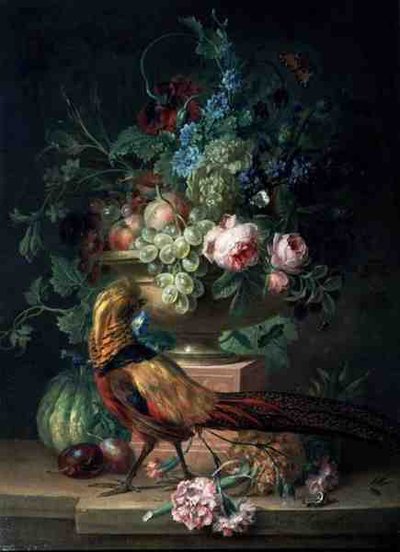Nature morte avec des fleurs et un faisan - Willem van Leen