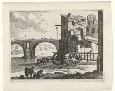 Pont et moulin à eau (Paysages italiens) - Willem van Nieulandt (II)