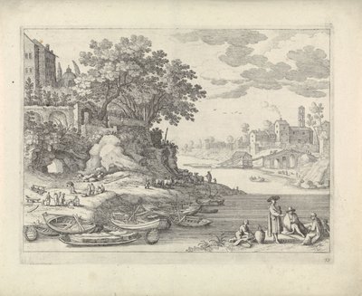 Port avec barques, figures et bétail - Willem van Nieulandt (II)